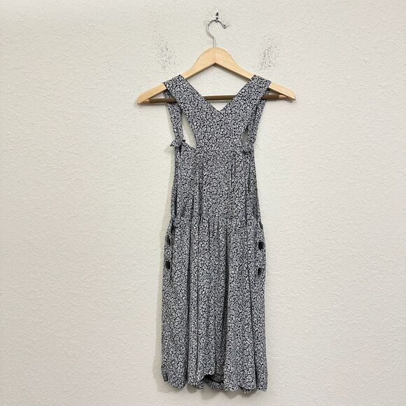 VTG LOLITA WEST by Foxtrot Overall Dress Black Ditsy Floral Whimsigoth - Picture 2 of 8